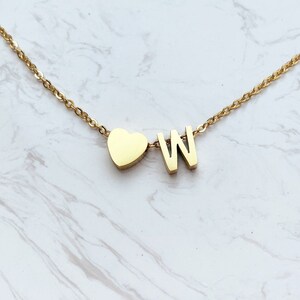 Initial letter Necklace,  Initial Letter necklace,  Heart Initial Necklace,  Slide letter Necklace , Golden Initial Letter Necklace