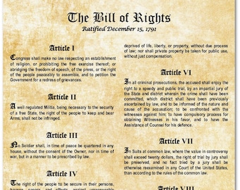 Bill of Rights US Constitution - Large Laminated Magnetic Flexible Sign/Poster
