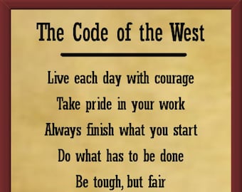Cowboy Code of the West 5" X 8" Magnetic Sign
