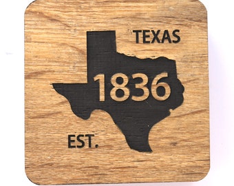 Republic of Texas - Coaster Set of 4 - Laser Engraved - Free Shipping