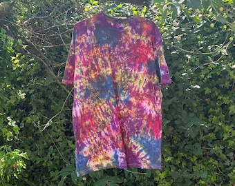 Mens Tie Dye T-shirt, Size XL, Galaxy Style Tie Dye, Black, Red, Yellow T-shirt, Small Gift, Mens T-shirt, 100% Cotton T-shirt.