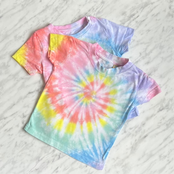 Baby Tie Dye T-shirt, Pastel rainbow, Spiral design, 100% cotton, Hand Dyed, Small Gift, Baby T-shirt, New baby gift