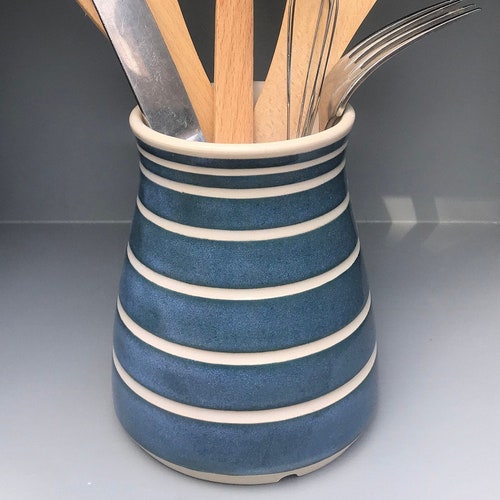 Ceramic Utensil Drainer Stoneware Clay Handthrown Dark Etsy