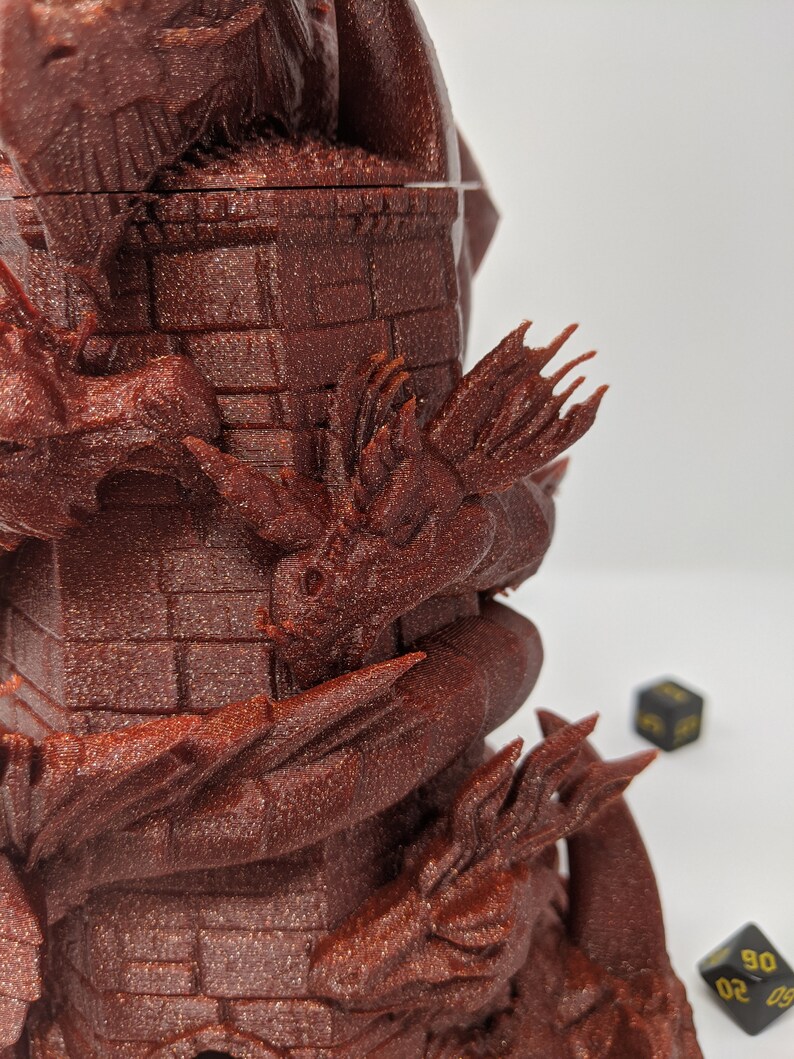 Holz Würfelturm Fantasy D&D - Drachen Design Für Rollenspiele Ohne Würfel