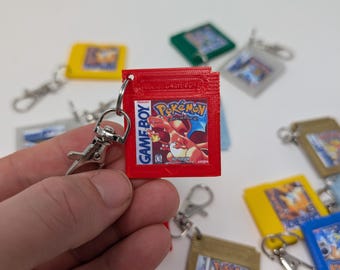 Pocket Monster Game Cartridge Keychains