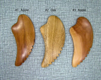 Handmade Wooden Gua Sha Tool, Apple or Oak Wood