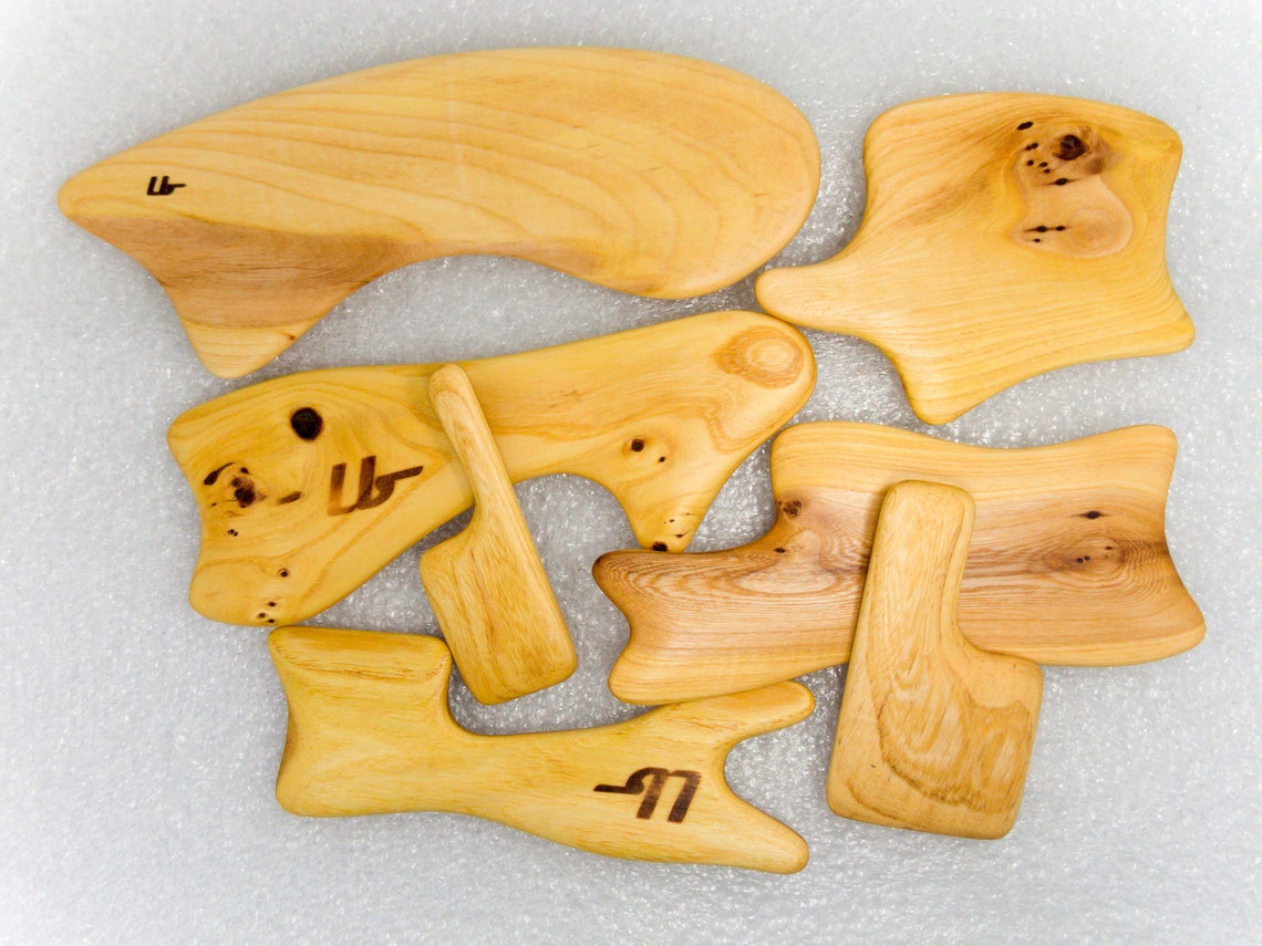 Professional Gua Sha Set of 7 pcs Wooden Massage Tool Elm Etsy