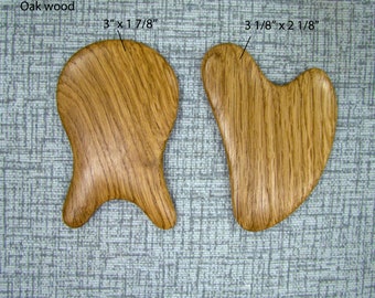 Lot de 2 grattoirs en bois de massage Gua Sha, petit coeur, grattoir en forme de poisson, massage en bois pour le visage, les yeux, le cou et le corps