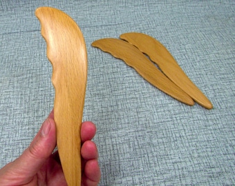 Handmade Beech Wood Gua Sha Massage Tool with Teeth