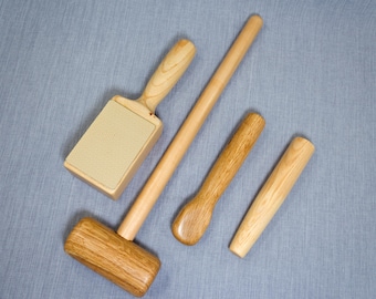 Juego de 4 herramientas de masaje Tok Sen de madera hechas a mano