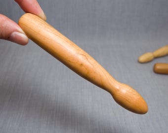 Herramienta Gua Sha de madera hecha a mano, bastón de masaje tailandés