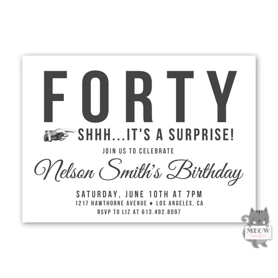 40th birthday party invitations mens