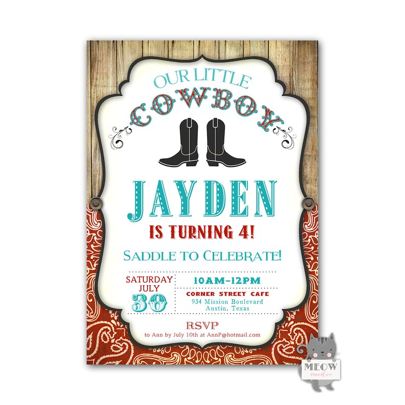 Cowboy Birthday Invitation Printable Cowboy Birthday - Etsy