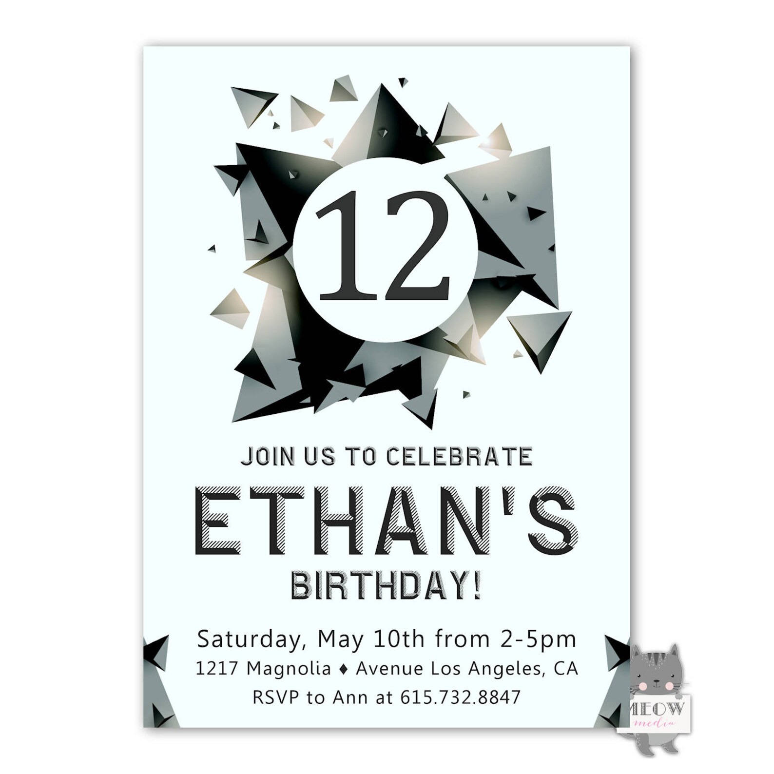 12th Birthday Invitation for a Boy 12th Birthday Party Etsy