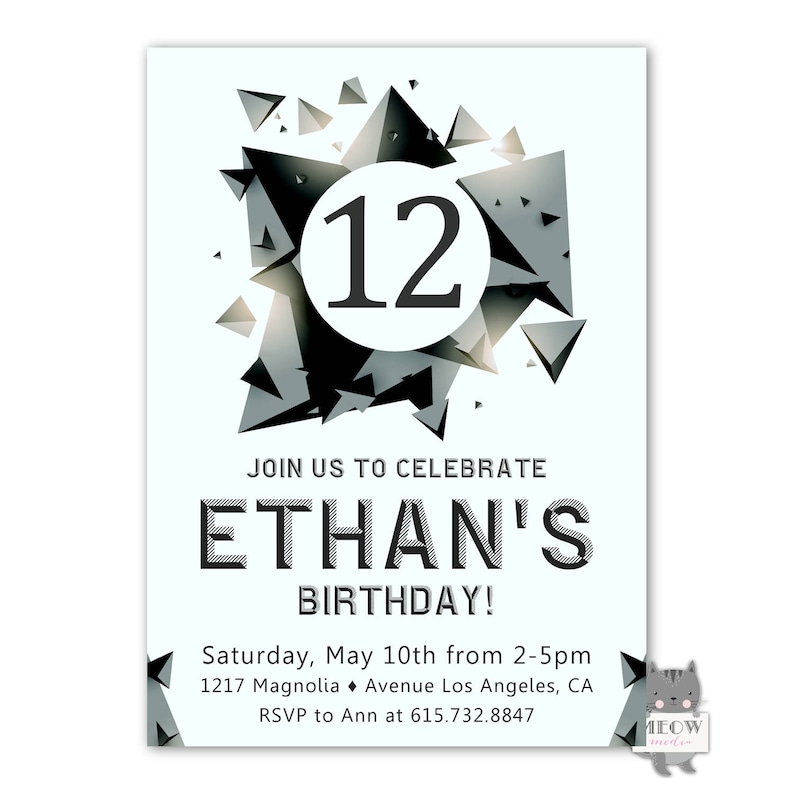 12th-birthday-invitation-for-a-boy-12th-birthday-party-etsy