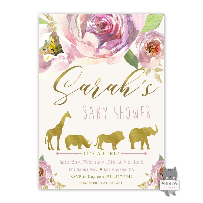 Safari Baby Shower Invitation Jungle Baby Shower Invite Etsy