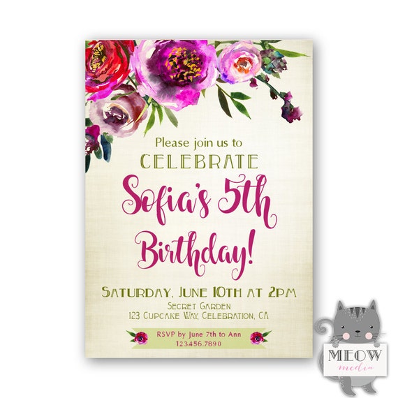 Flores 5 invitaciones de cumpleaños para niñas Garden Party - Etsy México Flores 5 invitaciones de cumpleaños para niñas Garden Party - Etsy México