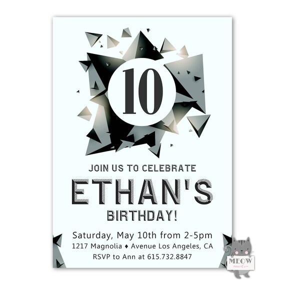 10th birthday invitation boy rock climbing birthday invitation skate park invitation boys 10th birthday invite 11th 12th 13th birthday 10th birthday invitations