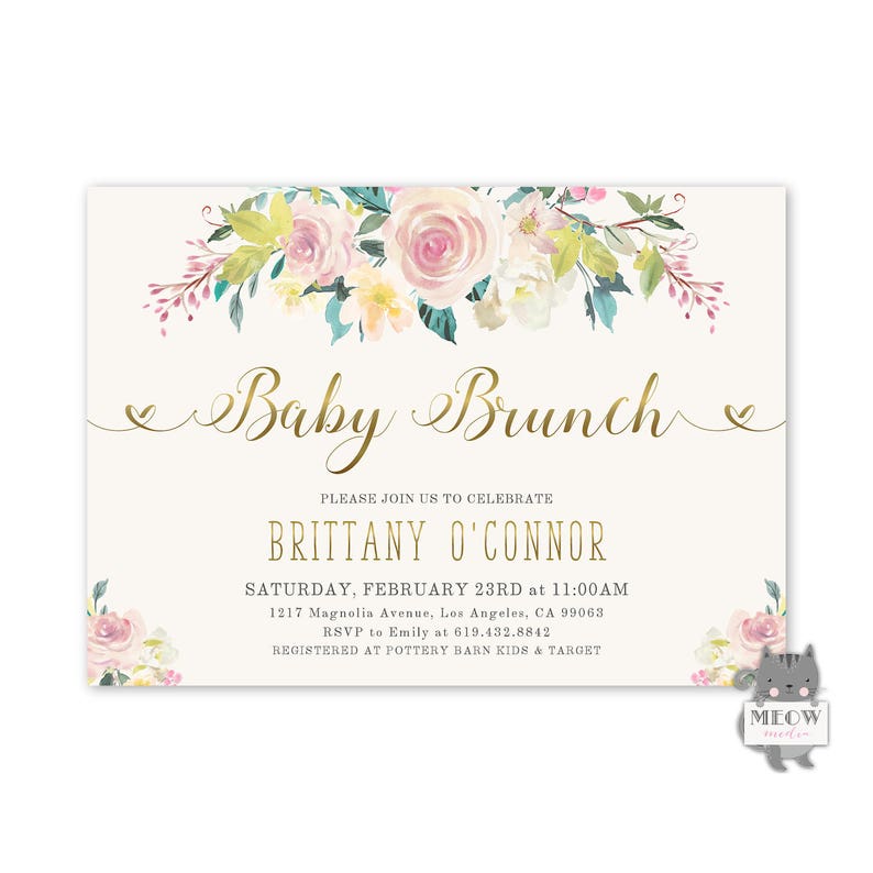 Floral Baby Shower Invitation Baby Shower Brunch Invitation Etsy