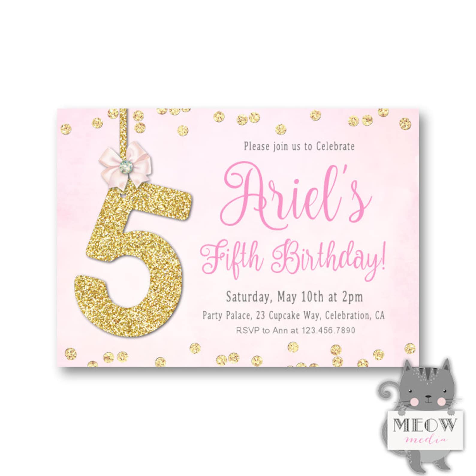 Printable 5th Birthday Invitations For Girls
