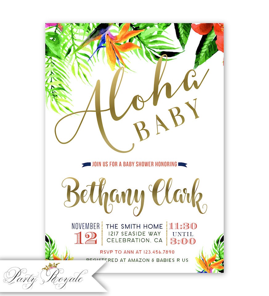 Aloha Baby Shower Invitation Boy Luau Baby Shower Invitation Etsy