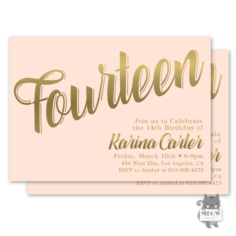 14th Birthday Invitation Pastel Teen Birthday Invitations Etsy