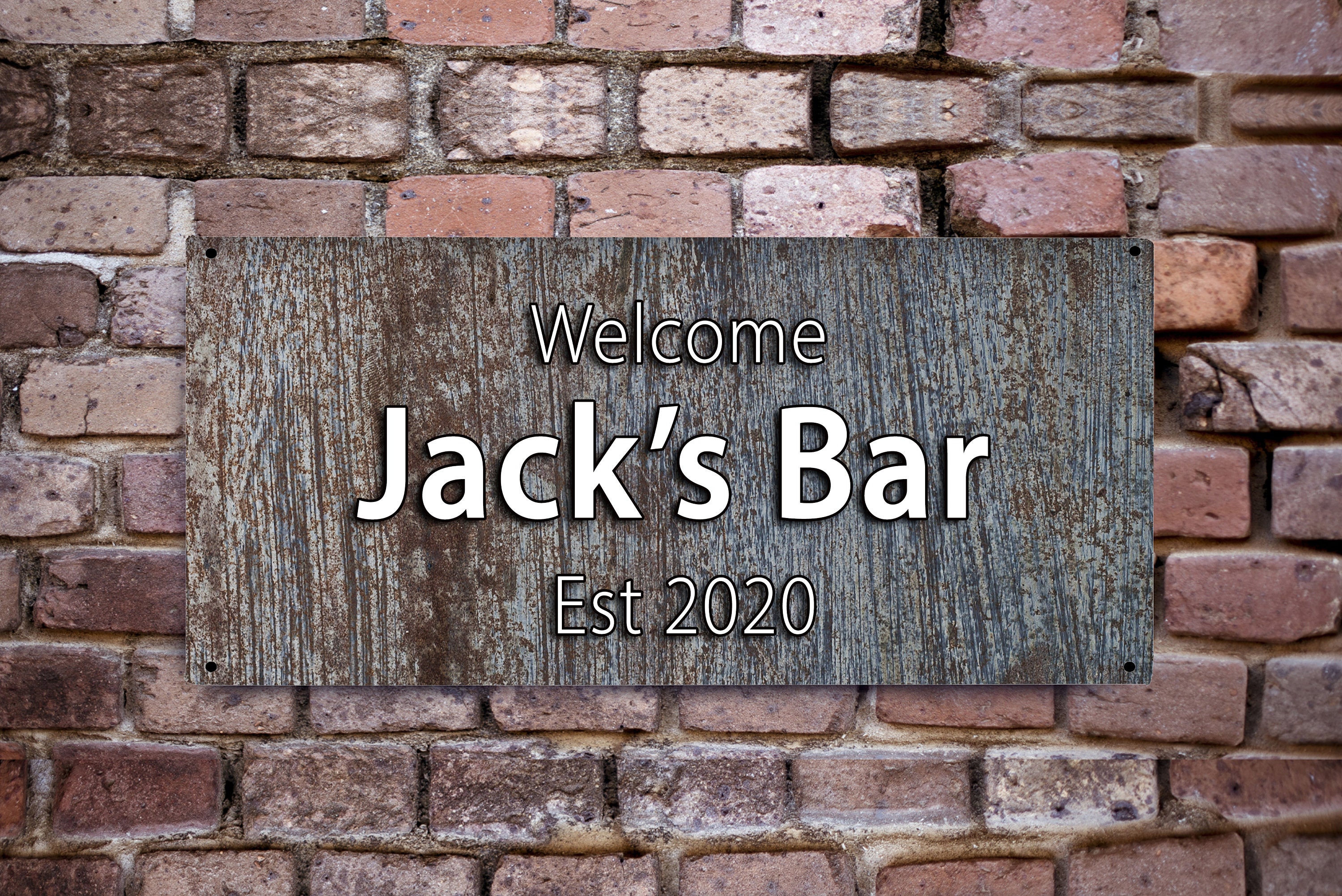 Personalised Garden Bar Home Bar Sign With White Border Sign Etsy