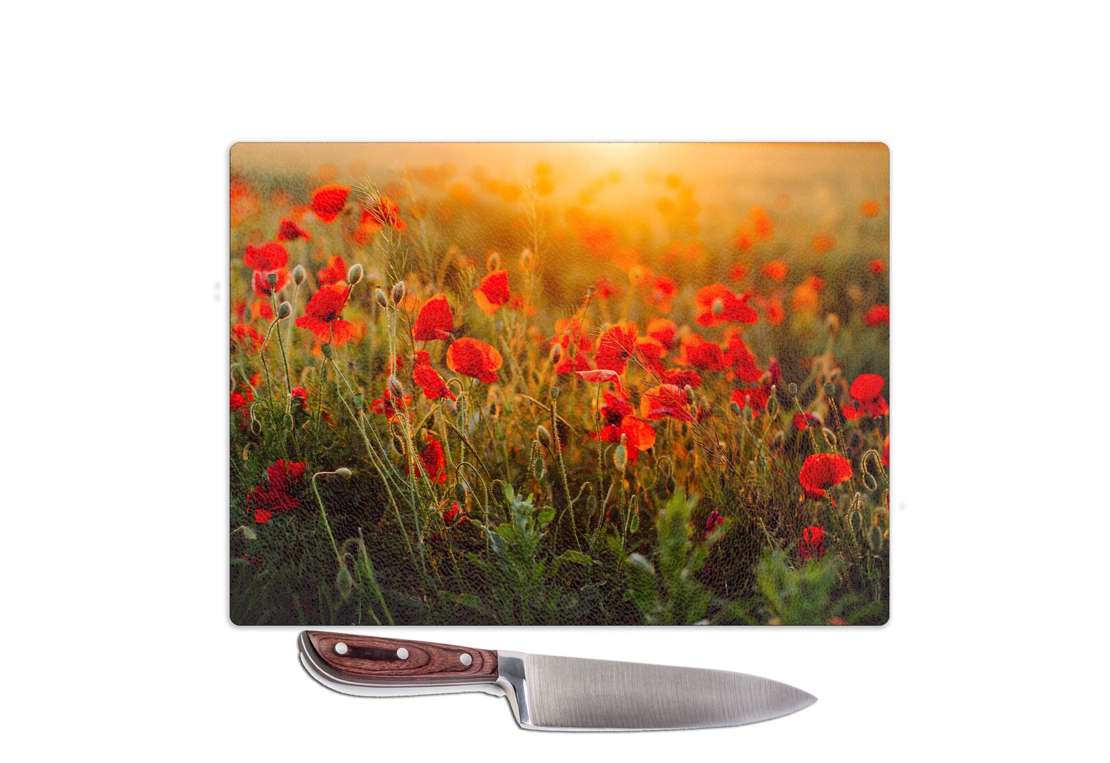 Glass Worktop Saver Chopping Board Poppies Pattern Food Etsy