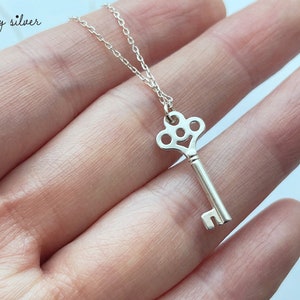 925 Sterling Silver Key  Necklace,  Key Necklace
