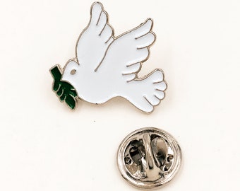 JJ VINTAGE PEACE DOVE WITH OLIVE BRANCH PEWTER TACK PIN JJ VINTAGE PEACE DOVE WITH OLIVE BRANCH PEWTER TACK PIN