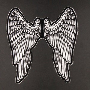 Large ANGEL WINGS  Biker Rocker Iron-On / Saw-On  PATCH - 4.8" x 5"