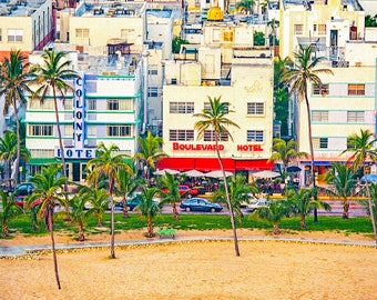 South Beach Sign Boulevard Colony Starlite Trio Hotel Ocean Drive Art Deco Photo Print