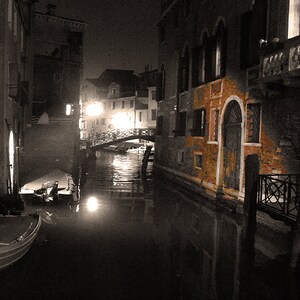 Venedig Italien Nächtliche Kanal Italien Wand Kunst Sepia Fotodruck