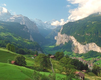 Swiss Alps Lush Lauterbrunnen Valley Wall Art Photo Print
