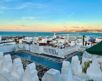 Tangiers Morocco Kasbah Strait of Gibraltar View from Riad Rooftop