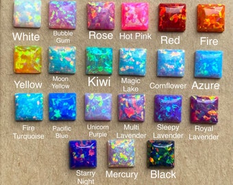 SQUARE OPALS - 6mm square opal cabochons - loose opals - loose gemstones - opals - synthetic opals - GIA