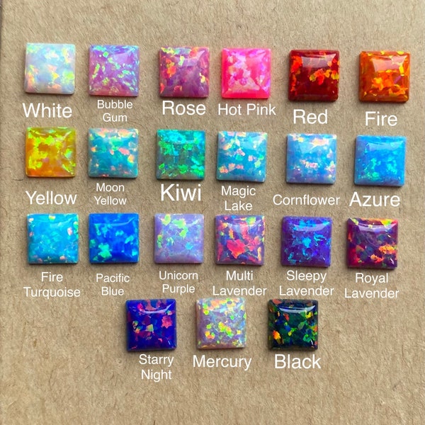 SQUARE OPALS - 6mm square opal cabochons - loose opals - loose gemstones - opals - synthetic opals - GIA