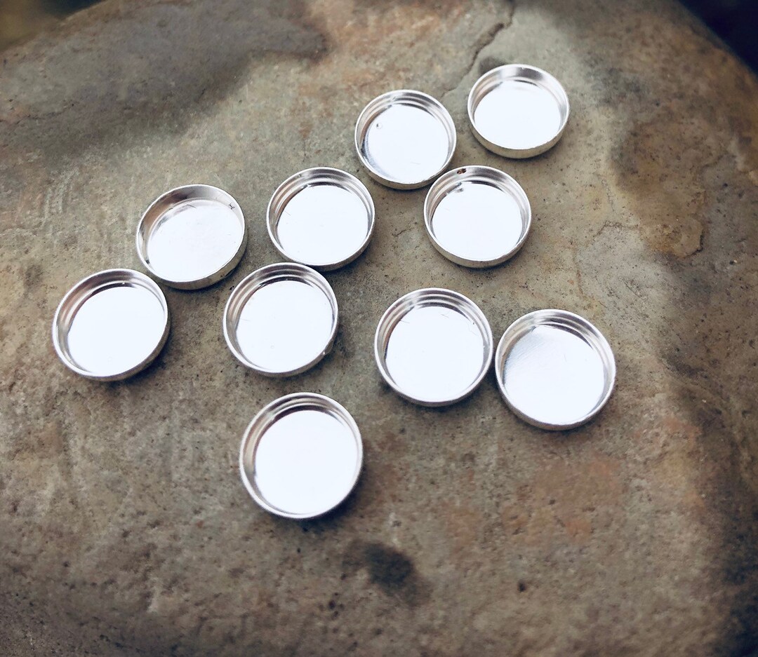 8mm Fine Silver Round Bezel Cups Opal Bezel Cups Bezel Cups Bezel