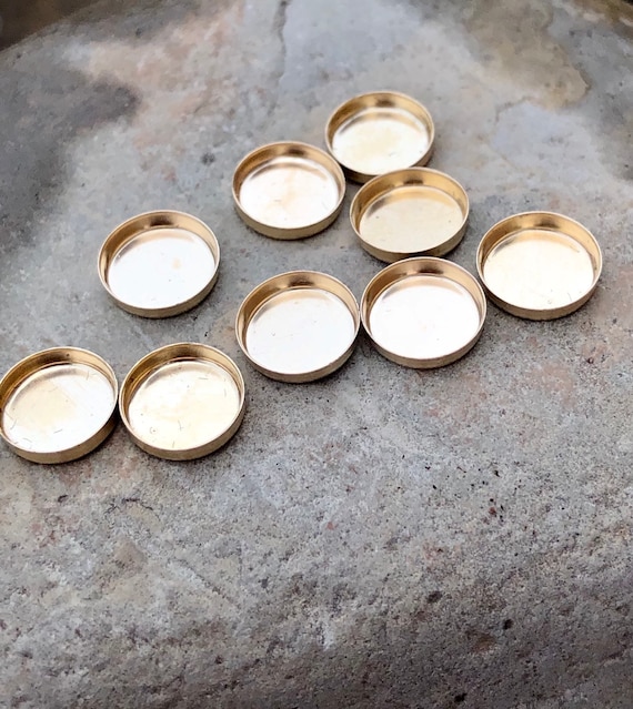 8mm 14K Yellow Gold Filled Round Bezel Cups Opal Bezel Cups