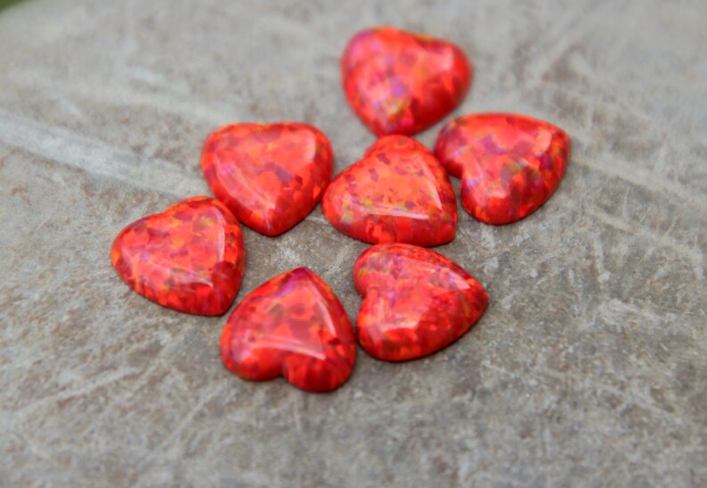 Red Opal Heart OPAL HEART CABOCHONS opal heart valentines day valentine/'s day Opal Hearts heart gemstone