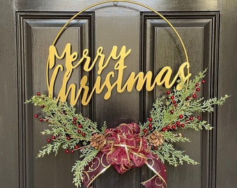 Merry Christmas Hoop Wreath