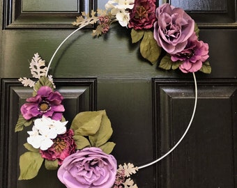 Purple Floral Hoop Wreath