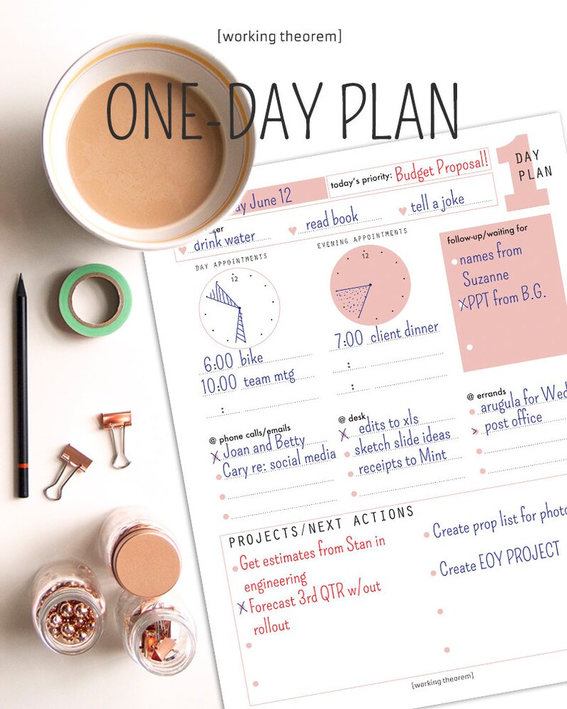 plannerrose goldpinkdaily plannerlettera4printable etsy