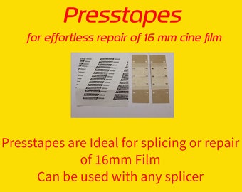 Presstapes for the repair of 16 mm cine film   picture is for illustration only