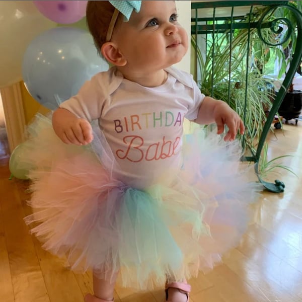 Pastel Rainbow Tutu, Baby Tutu, Infant Tutu, Toddler Tutu, Girls Tutu, First Birthday Tutu, Pastel Tutu, Smash Cake Photo Shoot Fluffy Tutu