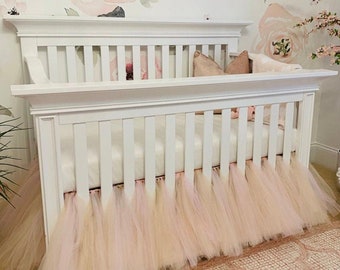 Tulle Crib Skirt, ANY COLOR Tulle Crib Tutu, Beige and Light Pink Baby Girl Princess Nursery, Cream Crib Ruffle, Ivory Crib Duster