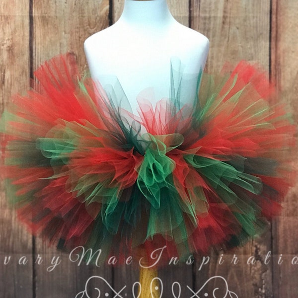 Girls Tutu, Red Christmas Tutu, ANY COLORS, Baby Tutu, Red and Green Infant Tutu, Toddler Tutu, Fluffy Tutu, Tulle Tutu, Girls Holiday Tutu