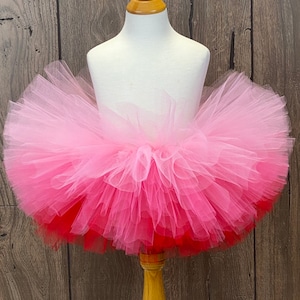 Pink to Red Ombre Girls Tutu, Baby Tutu, Toddler Blush Smash Cake Outfit, Infant Tutu, Valentines Day Outfit, Ballerina Princess Girls Tutu