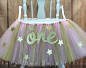 Twinkle Twinkle Little Star High Chair Tutu, HighChair Banner, Pink and Gold, Twinkle Little Star first Birthday Smash Cake Birthday Party Il_170x135