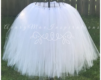 Ladies White Tulle Tutu, Adult White Tulle Skirt, Bachelorette Party Tutu, Wedding Costume, Any Color or Size